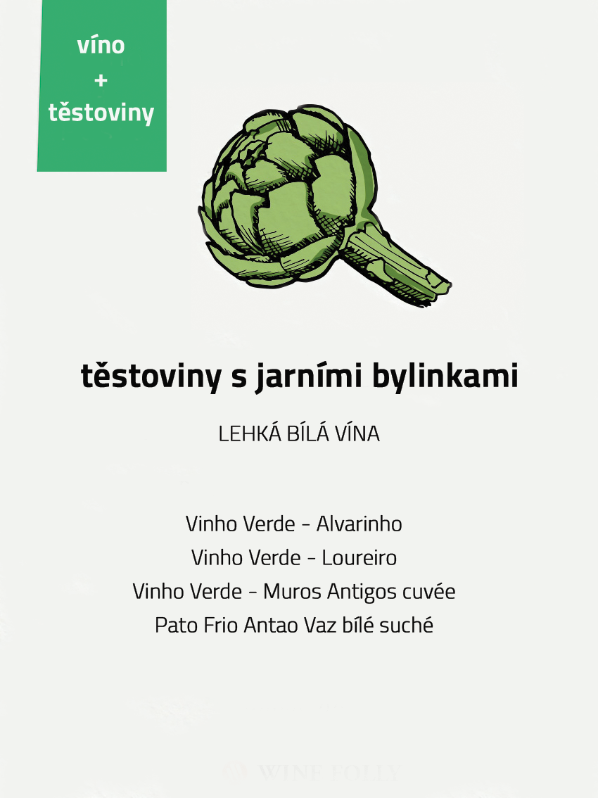 kombinace vína s bylinkovými těstovinami