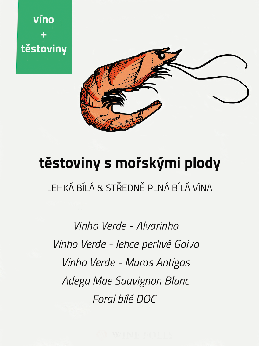 víno vhodné k mořským plodům s těstovinami