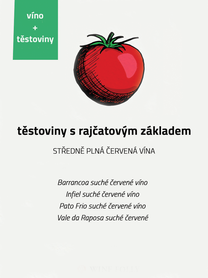 vína k těstovinám s rajčatovým základem